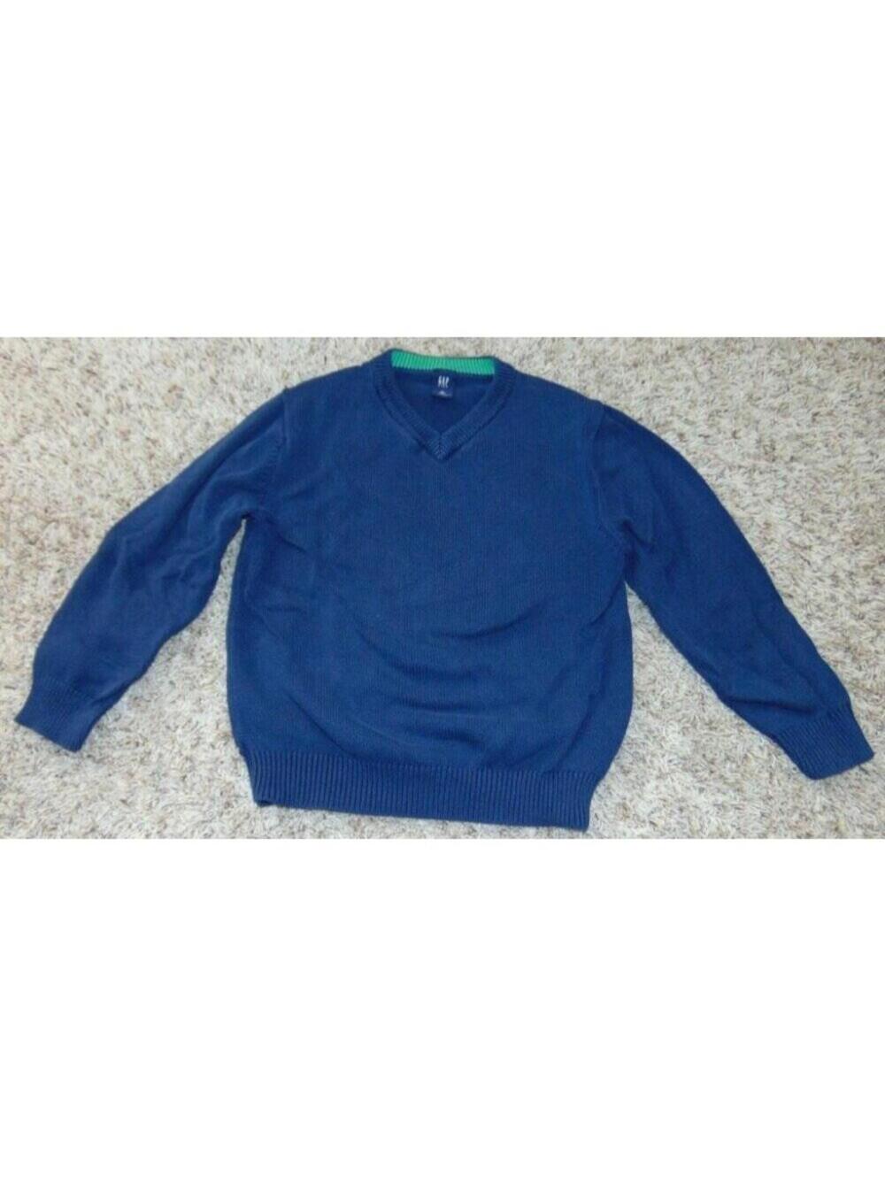 Boys The Gap Sweater 10 Blue V-Neck Heavy Knit Long Sleeve